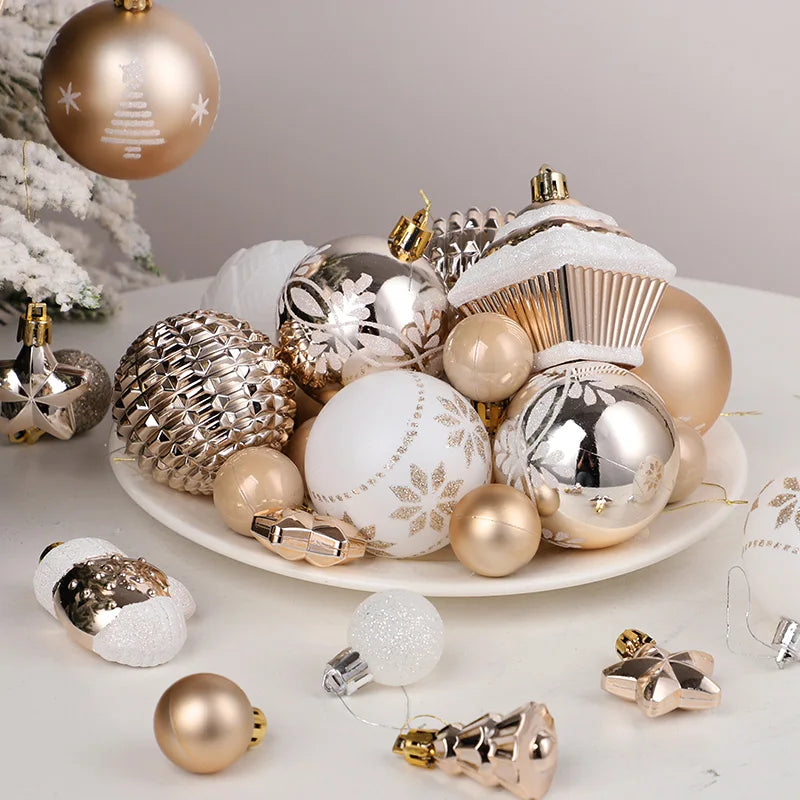 42Pcs Champagne Christmas Ball Ornaments 6cm Xmas Tree Décor Christmas Tree Ornaments Babs