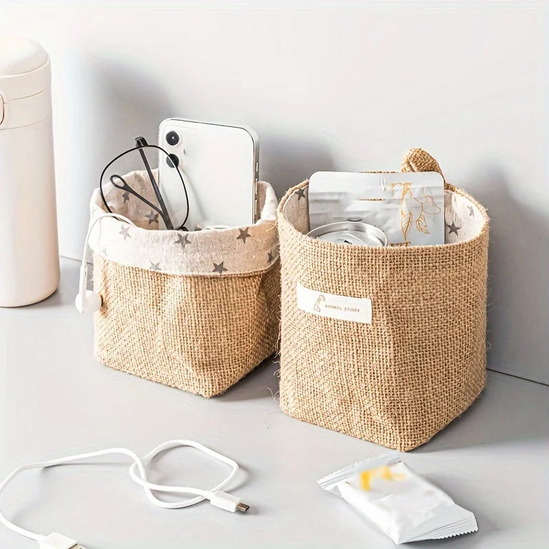 Cotton Linen Wall-Mounted Hanging Storage Basket & Door Pocket Hanging Storage Basket Babs