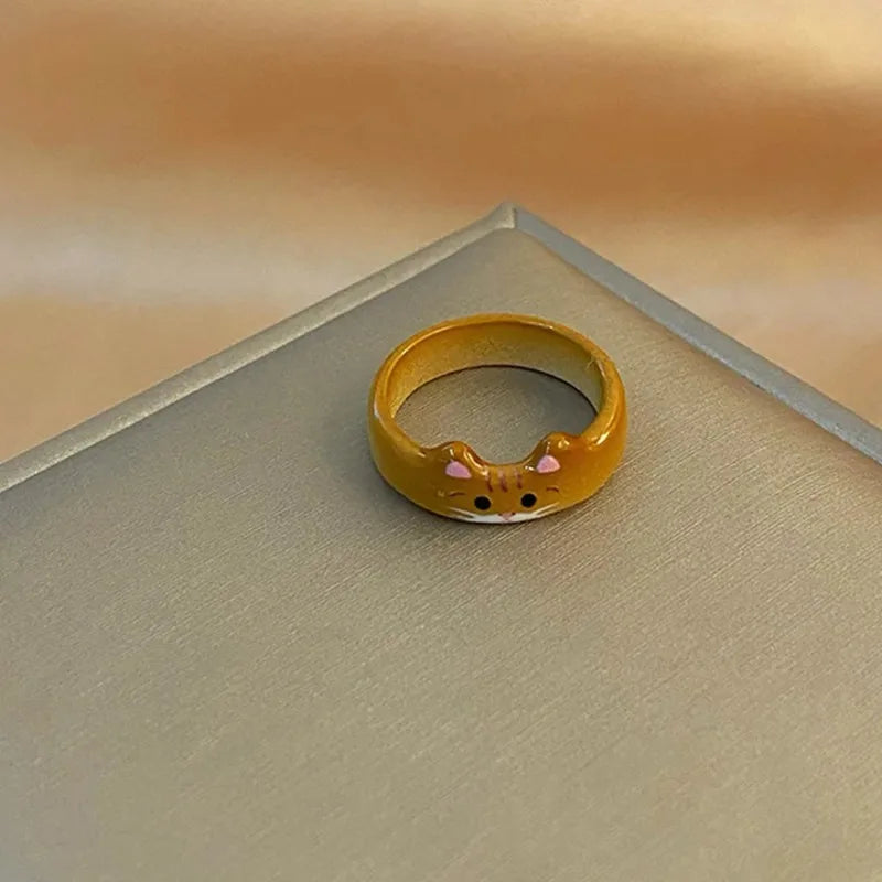 Cute Cartoon Cat Clay Ring – Versatile Animal Ring for Women Fashion Ring Babs