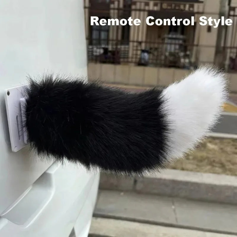 Remote Control Wagging Fox Tail Scooter Car Decoration Vehicle Tail Decor Babs Black