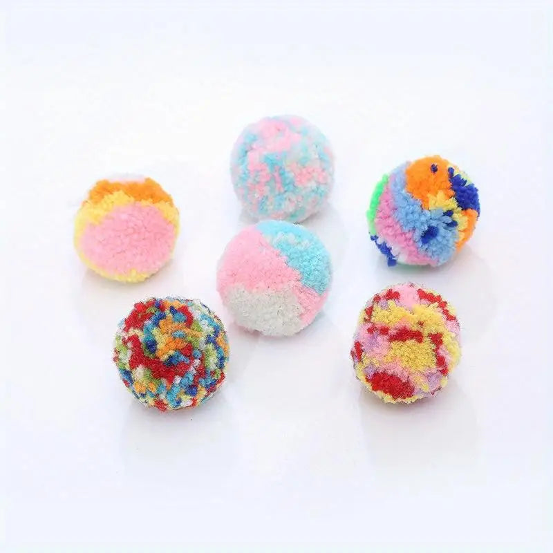 6-Pack Colorful Plush Wool Cat Toy Balls – 5cm Interactive Set Cat Toy Balls Babs