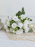 Multi-Head Silk Roses Artificial Flowers – Wedding & Home Décor Artificial Silk Flowers Babs Milky White 3 pcs