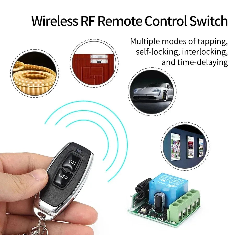433MHz RF Wireless Relay Switch DC 12V 2-Channel Remote Control RF Relay Switch Babs