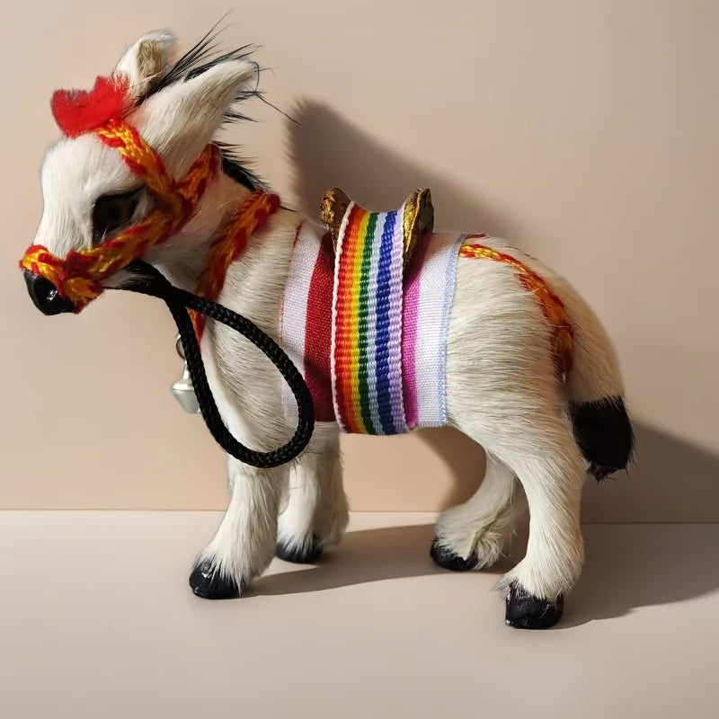 Cute Leather Donkey Figurine with Bells – Desk & Home Decor Decorative Figurine Babs