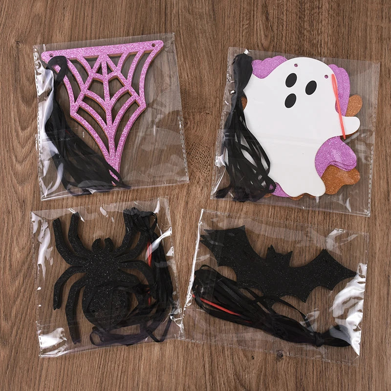 Halloween Hanging Garland Paper Banner – Ghost Bat Spider Halloween Paper Garland Babs