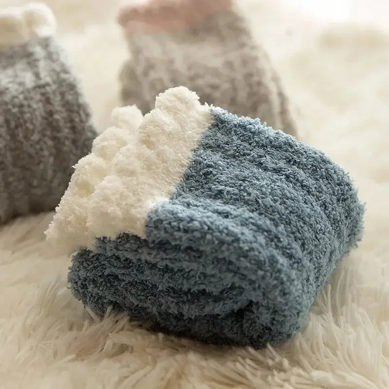 Women's Coral Fleece Thermal Socks – Non-Slip Winter Booties Thermal Fleece Socks Babs