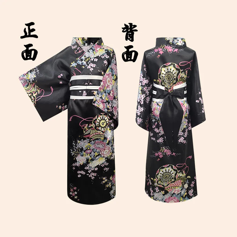 Children's Floral Japanese Kimono Yukata Cosplay Costume Yukata Costume Set Babs