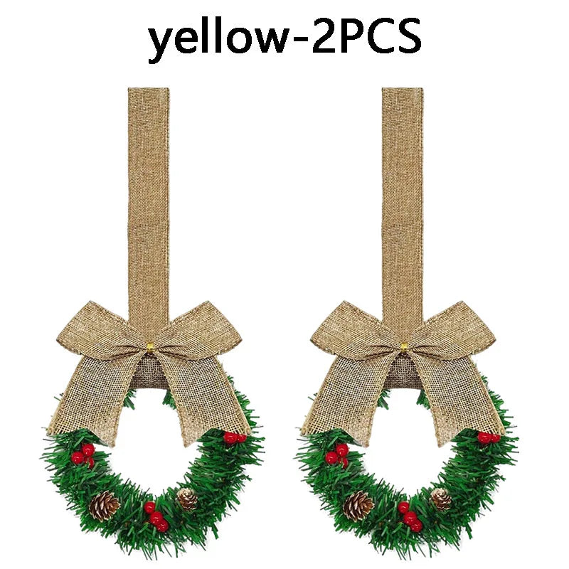 Christmas Garland with Red Bow – Festive Holiday Cabinet Decor Christmas Garland Babs yellow-2PCS