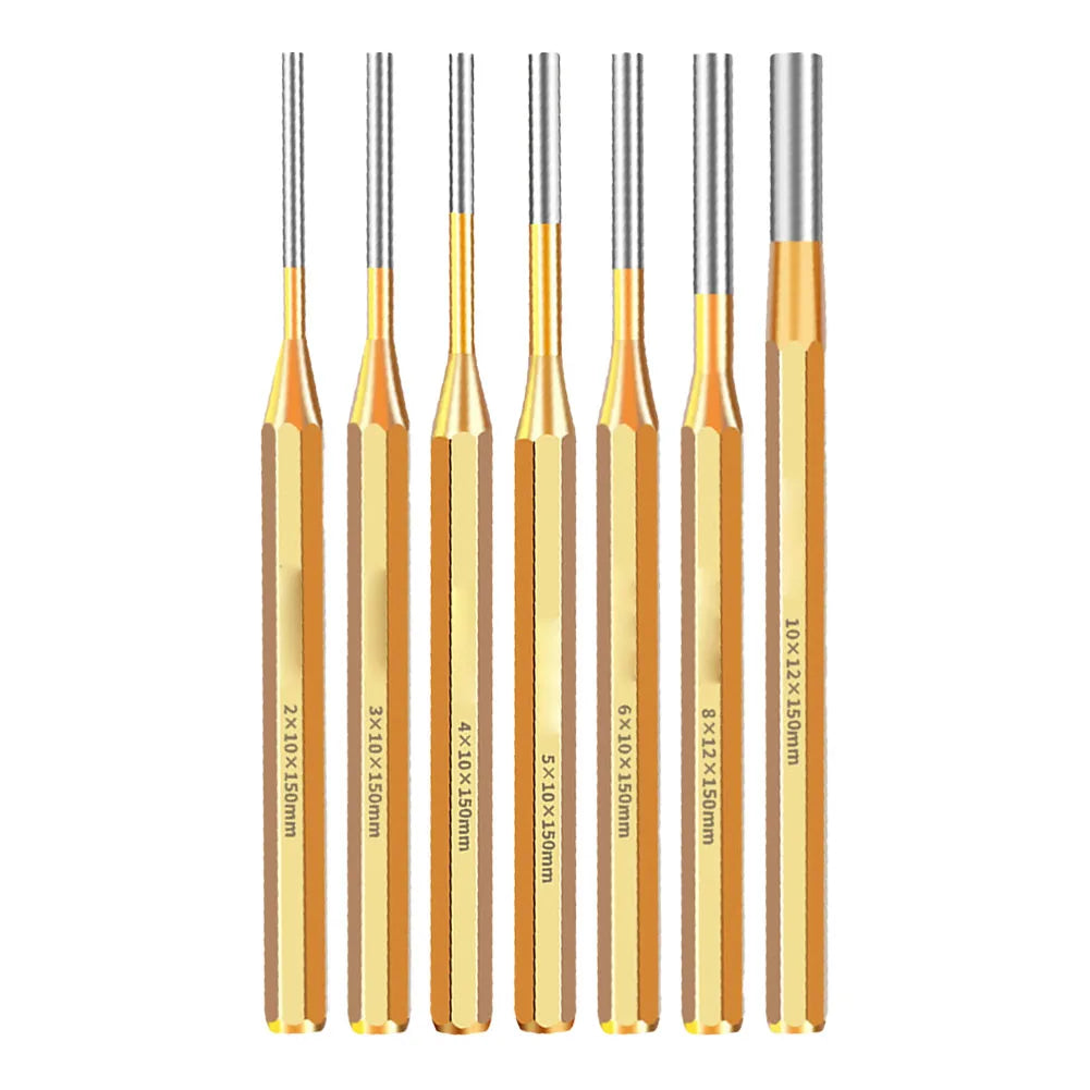 Brass Roll Pin Punch Set 2–10mm | Heavy-Duty Chisel Tool Brass Punch Set Babs 1set