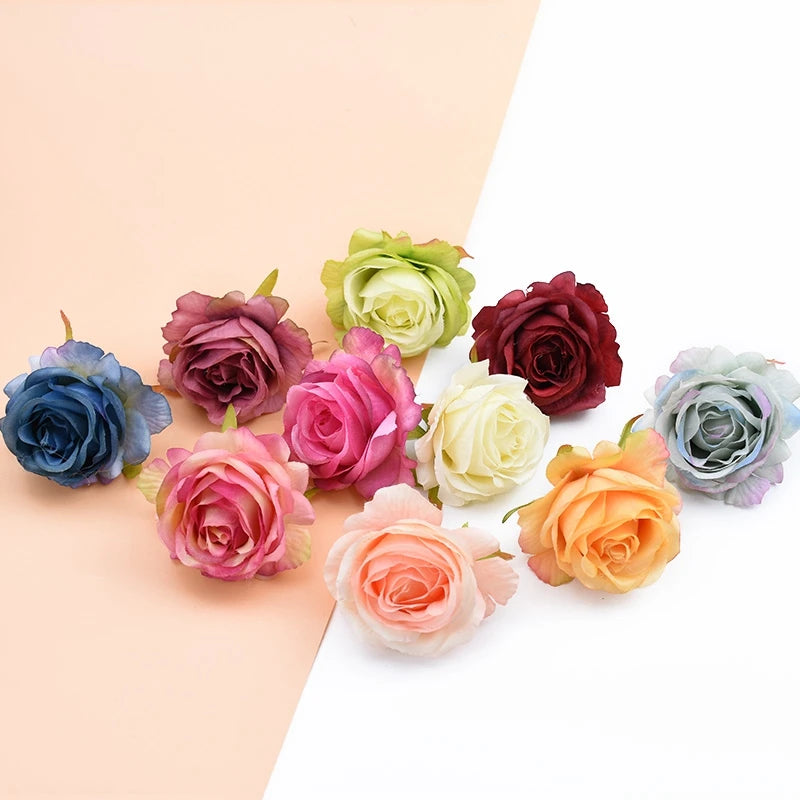 10Pcs Silk Rose Heads – Wedding, Home & DIY Craft Décor Artificial Silk Flowers Babs