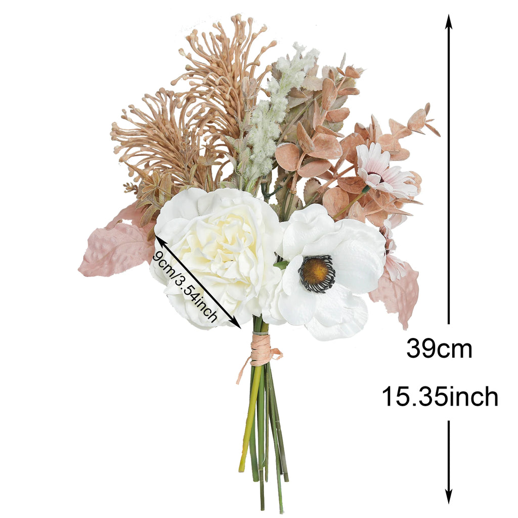 Silk Artificial Peony Daisy & Eucalyptus Stems | Home & Wedding Decor Artificial Flower Stems Babs