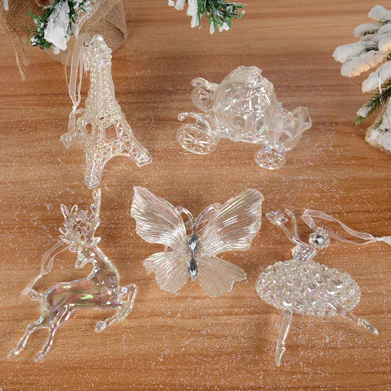 Acrylic Christmas Ornaments – Elk, Angel & Bell Pendants 2024 Christmas Tree Ornaments Babs