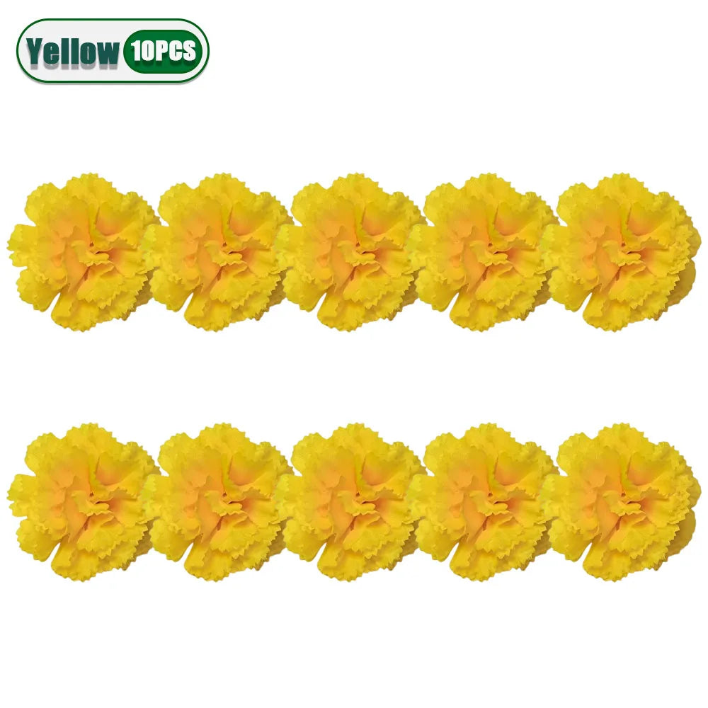 Mexican Marigold Artificial Flowers DIY Garland – Halloween & Diwali Artificial Flower Garland Babs Yellow-10PCS