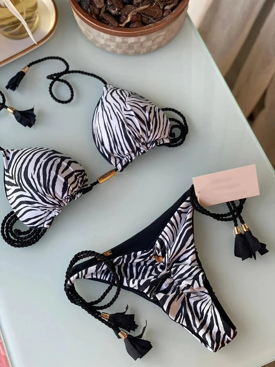 Women's Backless Lace-Up Triangle Bikini Set – Multicolor Triangle Bikini Set Babs A1 L