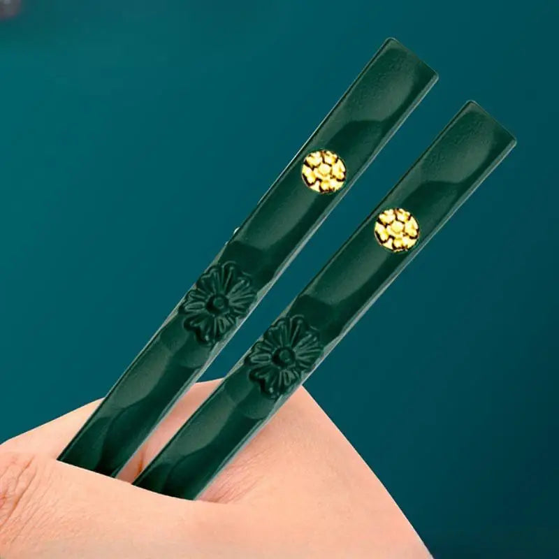 5 Pairs Carved Alloy Chopsticks – Reusable Sushi & Hot Pot Set Chopstick Set Babs