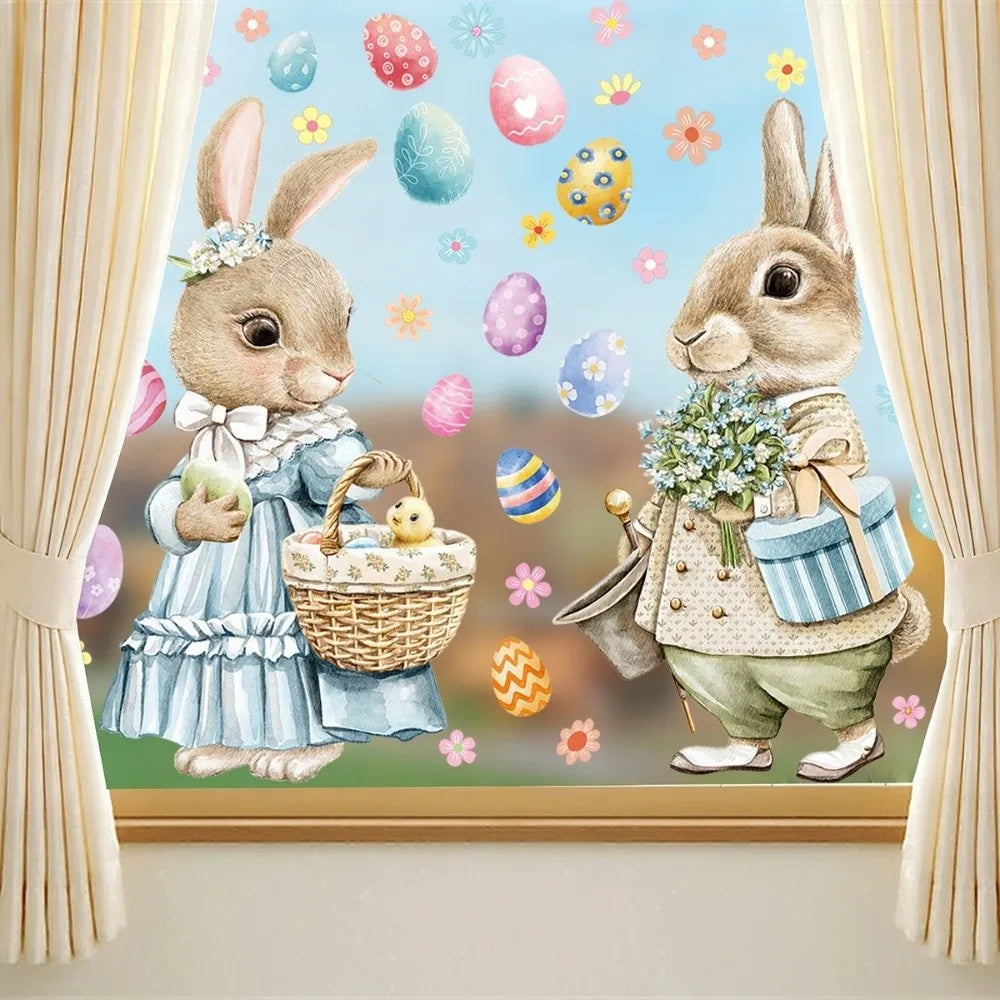 Easter Window Stickers – Removable PVC Static Egg Decals Window Decals Babs