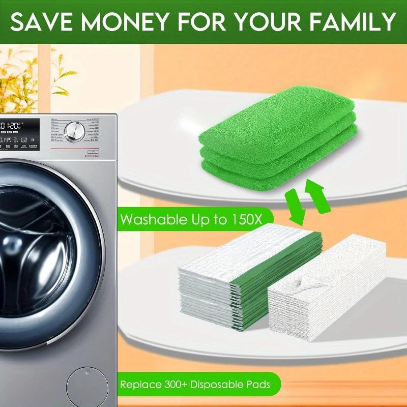 4 Reusable Microfiber Mop Pads – High Absorption & Universal Fit Reusable Mop Pads Babs