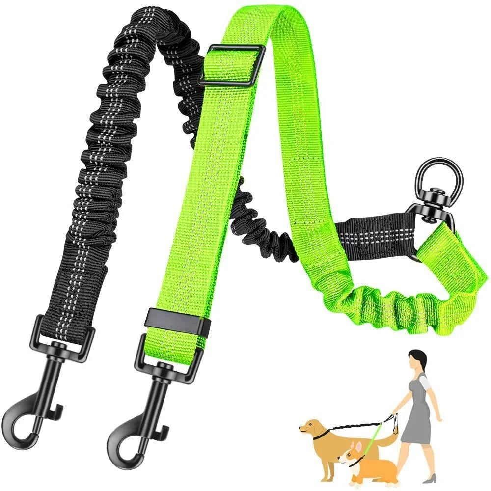 2-in-1 Dual Dog Leash – Heavy-Duty Double Lead for Two Dogs Dual Dog Leash Babs Black Green