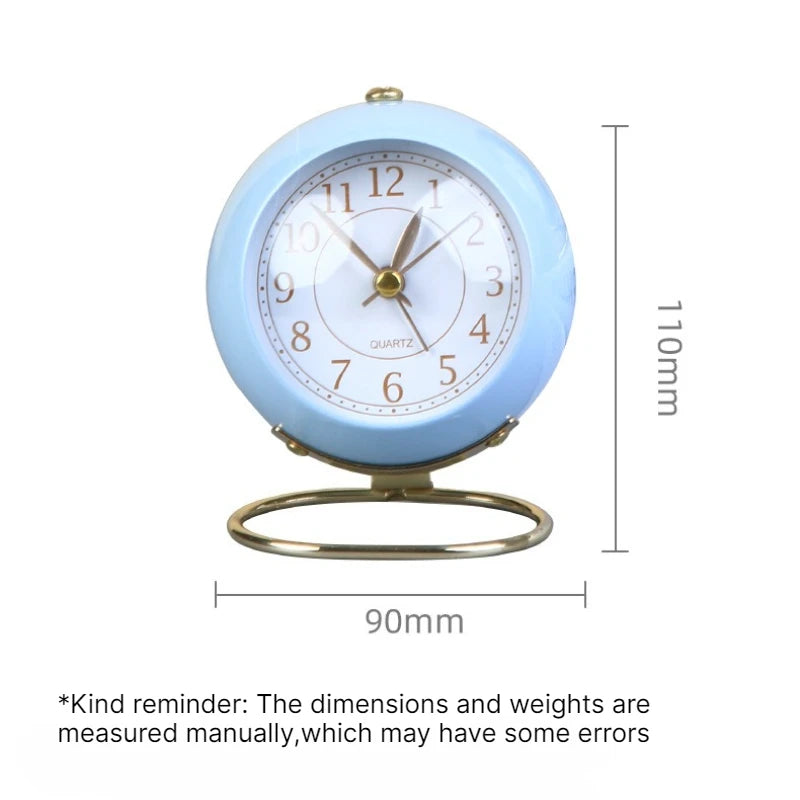 Luxury Silent Minimalist Alarm Clock – Retro Metal Bedside Clock Alarm Clock Babs