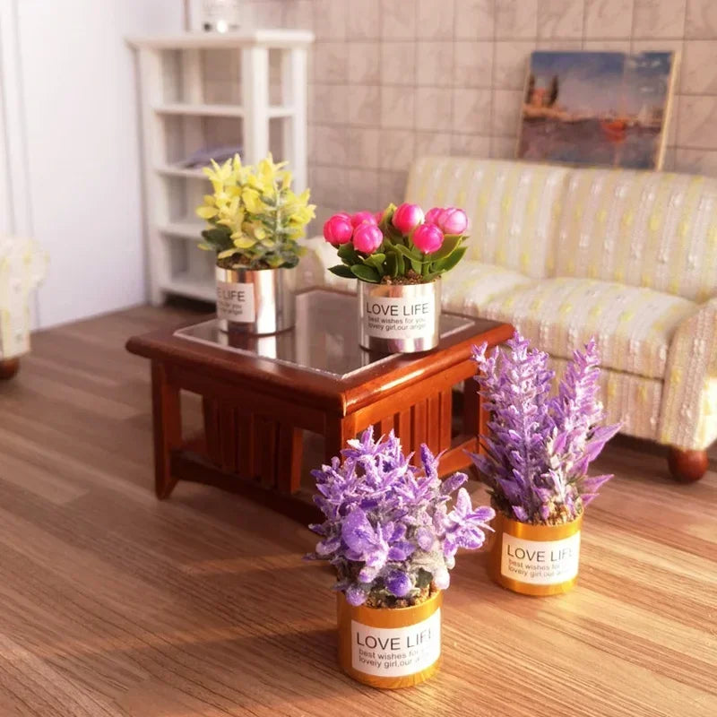 1:12 Mini Potted Plant Dollhouse Miniature Fairy Garden Toy Dollhouse Miniature Babs