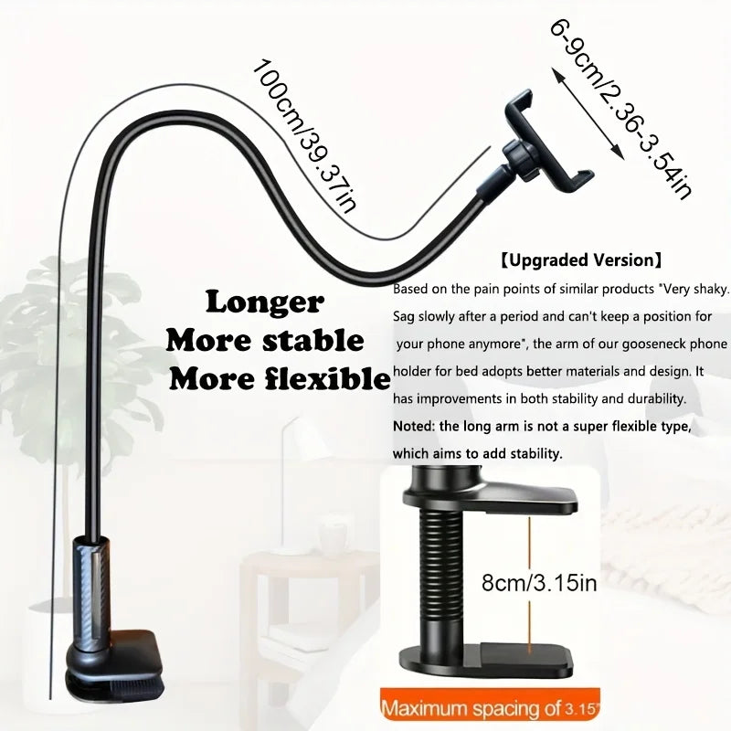 100cm Flexible Gooseneck Phone Stand – Long Arm Bedside Holder Gooseneck Phone Stand Babs