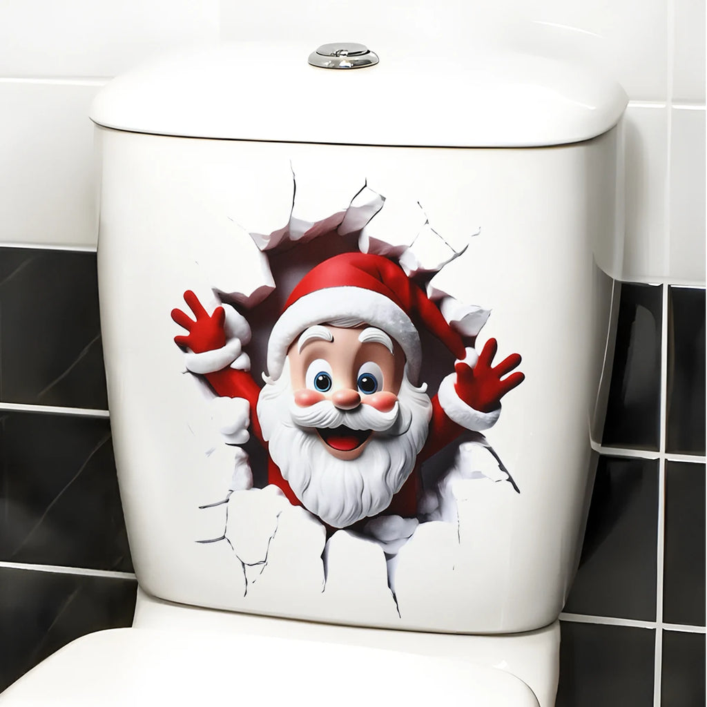 Christmas Snowman Toilet Sticker – Xmas Bathroom Decor 2025 Holiday Bathroom Sticker Babs