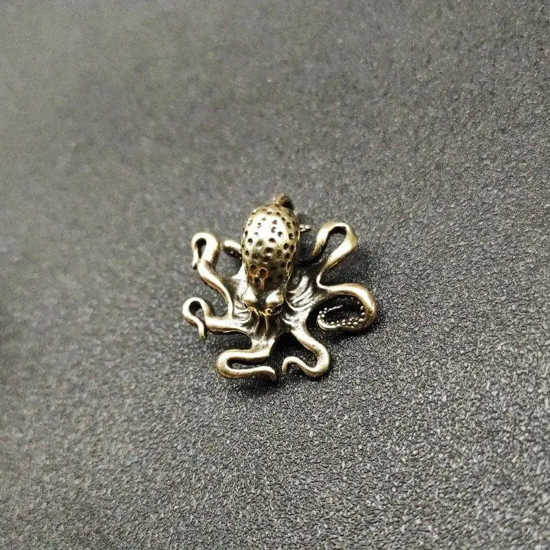 Brass Octopus Figurine – Antique Copper Tea Pet Desk Ornament Decorative Figurine Babs