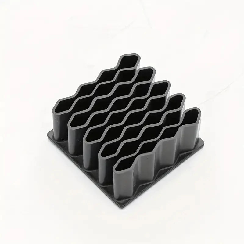 32-Slot Wave Desktop Organizer for Cosmetics, Pens & Tubes Desktop Organizer Rack Babs Black-1Pc