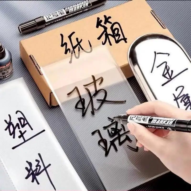 HUXUAN 10Pcs Waterproof Permanent Marker Pens | Quick-Dry Permanent Marker Set Babs