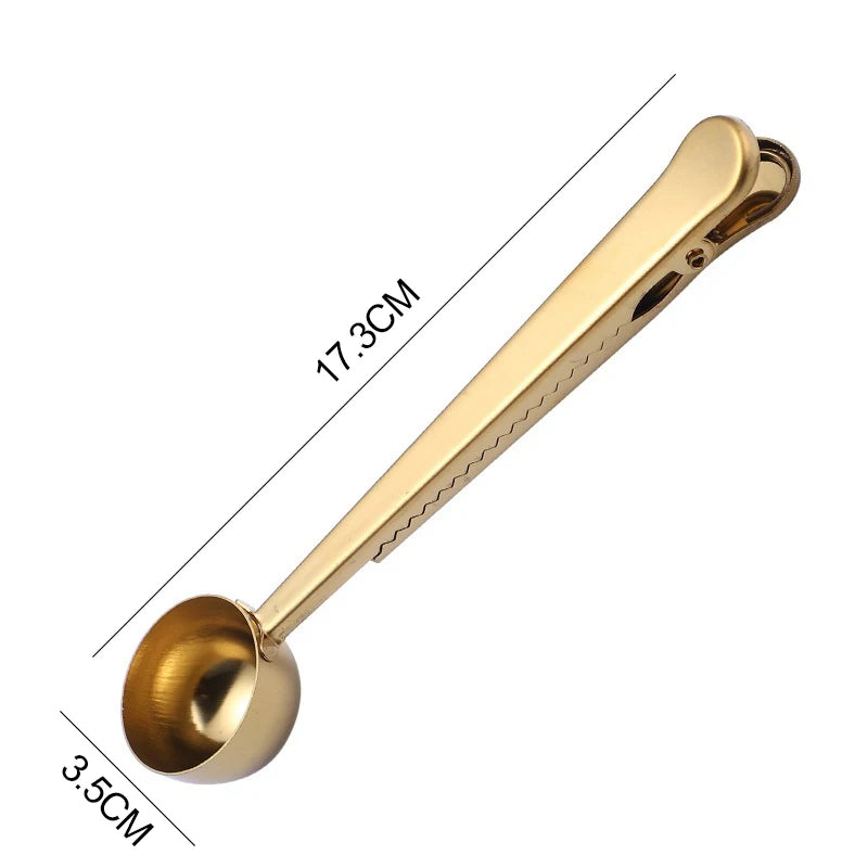 Stainless Steel Coffee Measuring Spoon with Clip | Barista Scoop Coffee Measuring Spoon Babs Golden