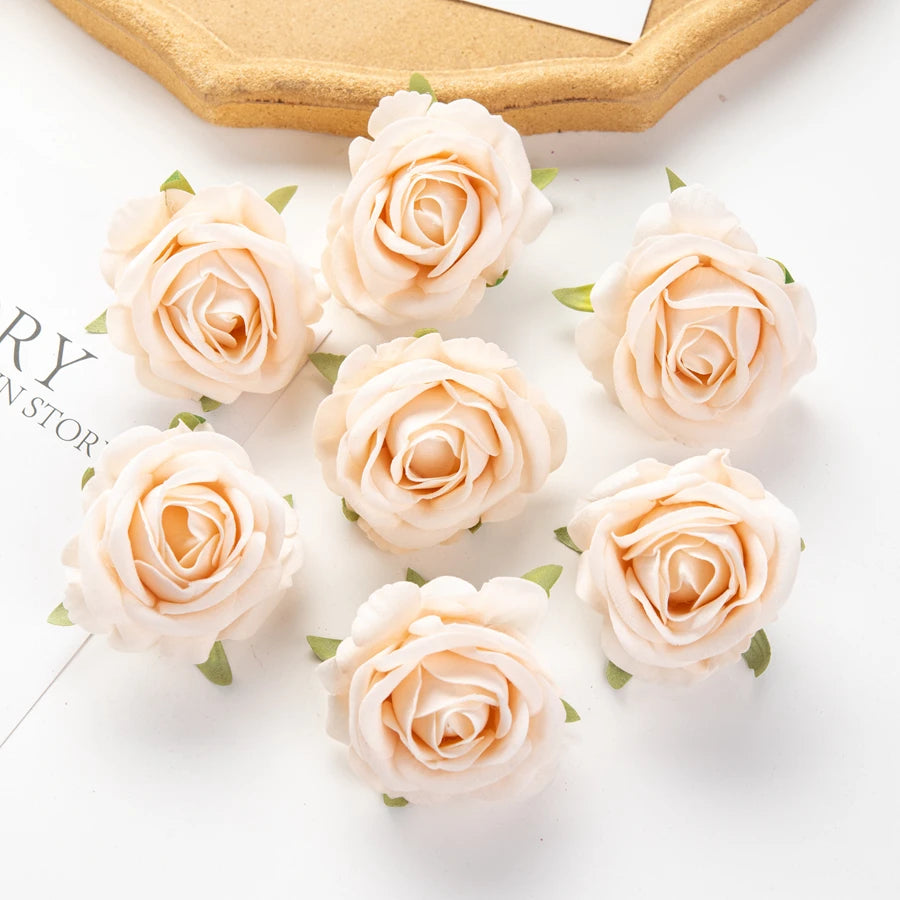 Artificial Silk Rose Heads – DIY Wedding, Wreath & Home Décor Artificial Silk Roses Babs Champagne 40 Pieces