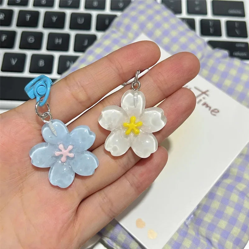 5-Pack Cherry Blossom Flower Keychain Charms | Resin Pendants Keychain Charm Set Babs