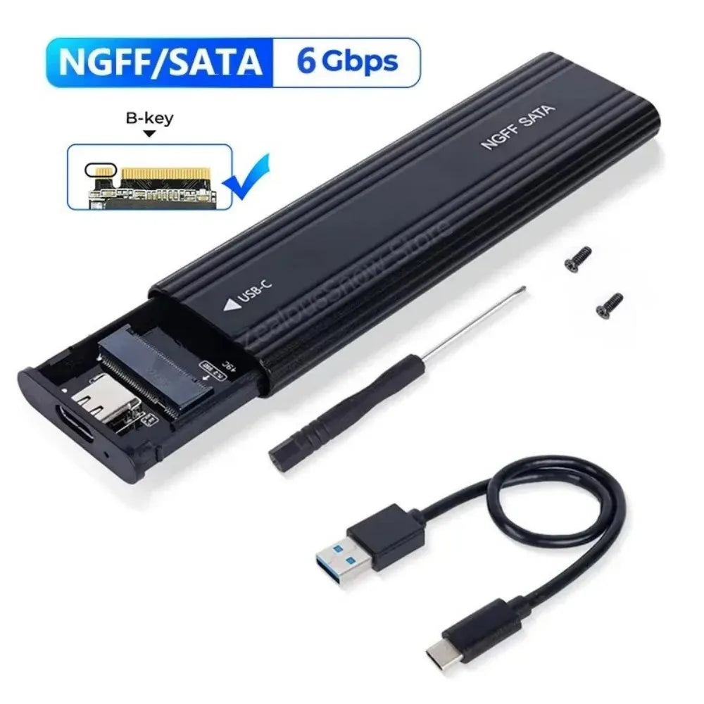 M.2 NVMe SATA SSD Enclosure 10Gbps USB-C Aluminum Case SSD Enclosure Babs Only SATA 6Gbps