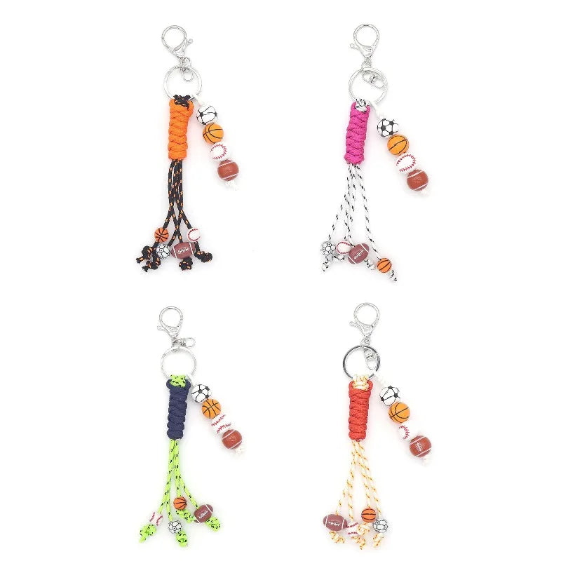 Hand Woven Sports Ball Keychain – Basketball, Soccer & Baseball Decorative Keychain Babs