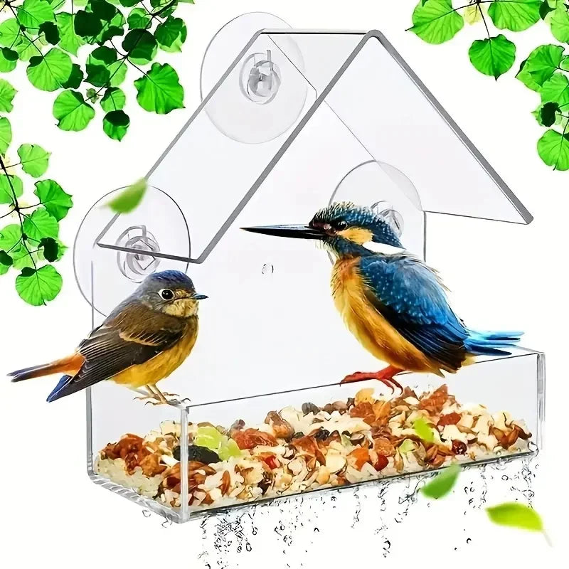 Window Bird Feeder – Clear Tray, Waterproof, Suction Cup Mount Window Bird Feeder Babs