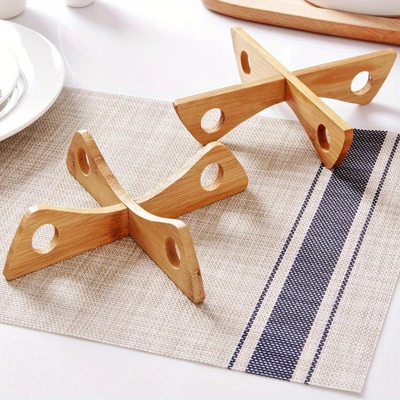 Wood Pot Rack Cross Trivet Mat & Drain Rack – Kitchen Décor Wood Kitchen Trivet Babs