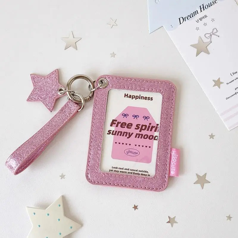 Glitter Star Photocard Holder Keychain – 3-Inch Card Bag Photocard Holder Keychain Babs A1