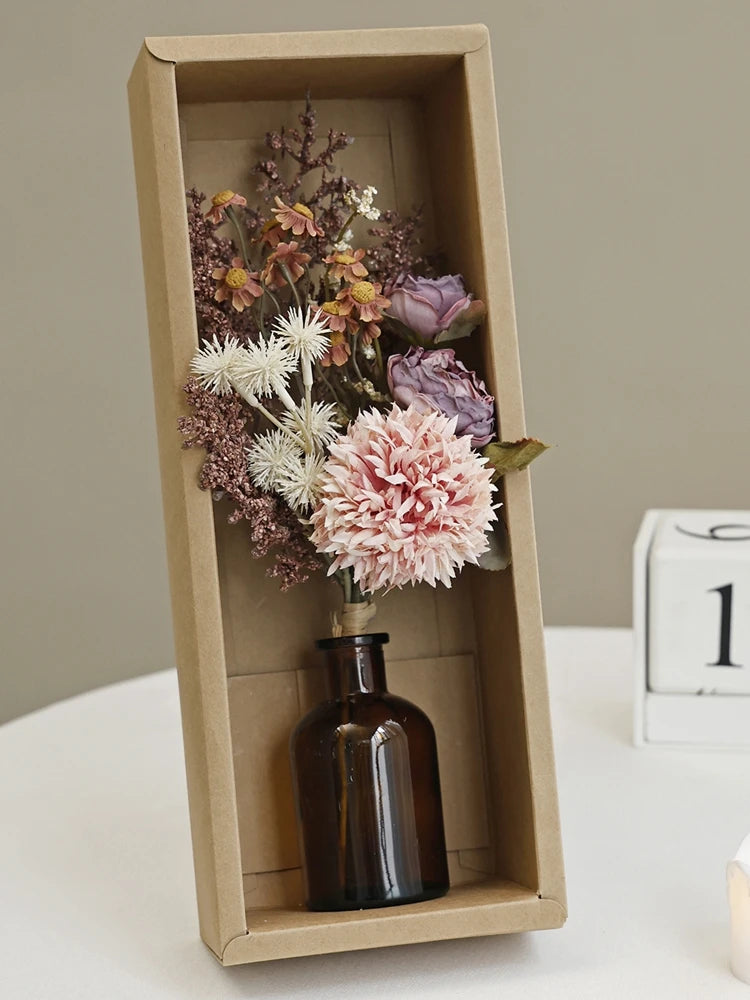 Silk Peony Artificial Flower Bouquet – Wedding & Home Décor Artificial Flower Bouquet Babs 1 with vase and box 1 pc