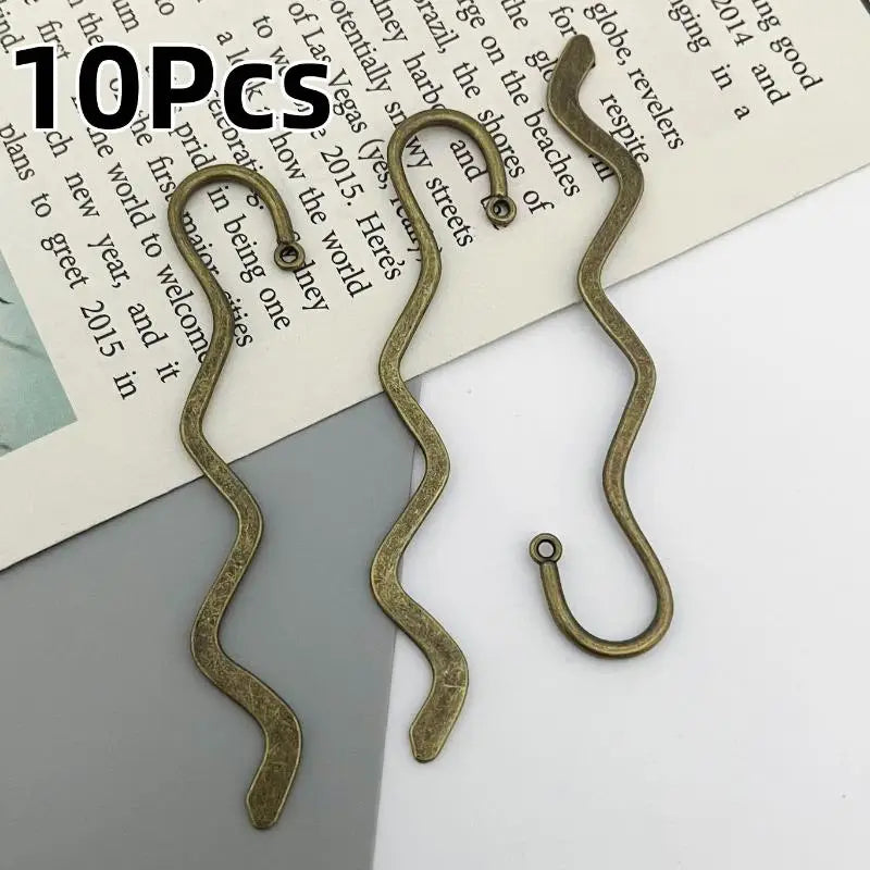10Pcs Wave Metal Bookmarks – Retro Alloy Reading Accessories Metal Bookmark Set Babs Bronze