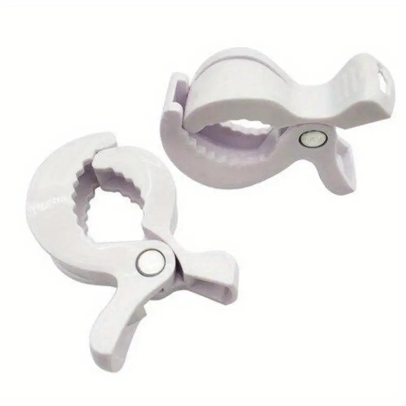 2pc Colorful Plastic Clips – Car Seat Blanket & Mosquito Net Stroller Clip Set Babs White