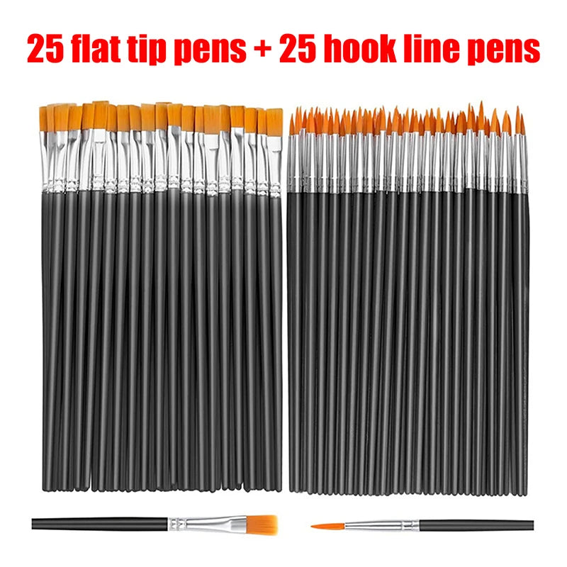 50-Piece Nylon Paint Brush Set for Art, Crafts & Hook-Line Work Artist Paint Brush Set Babs