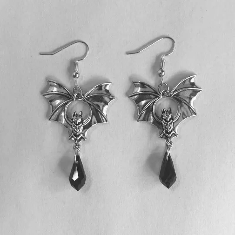 Gothic Vampire Bat Drop Earrings – Witch Jewelry Zinc Alloy Gothic Drop Earrings Babs
