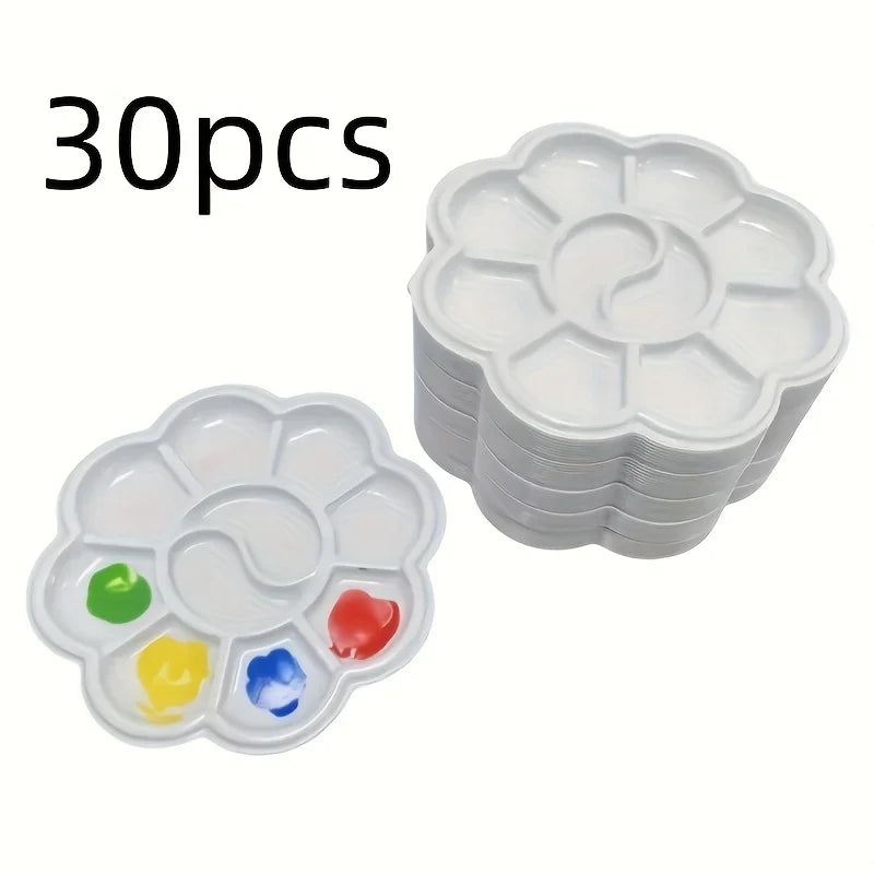 30Pcs Flower-Shaped Mini Plastic Palette Set for Watercolor Art Art Mixing Palette Babs 30pcs