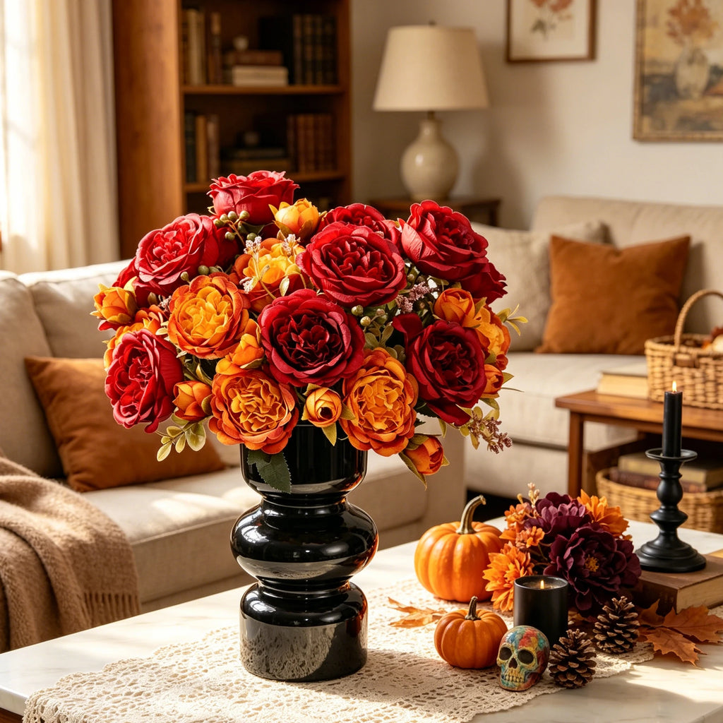 Autumn Artificial Silk Rose Peony Bouquet – Home & Event Decor Artificial Flower Bouquet Babs