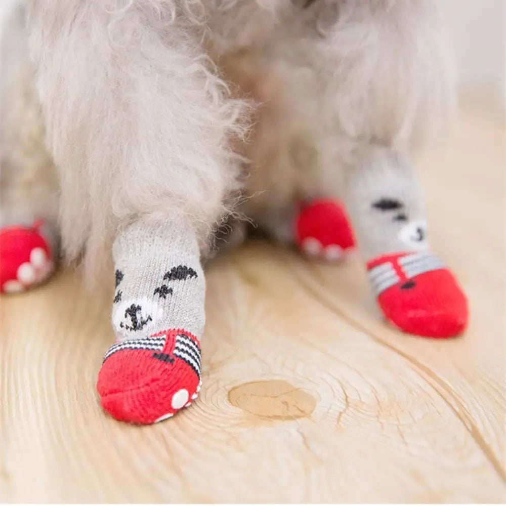 Cute Anti-Slip Pet Socks for Dogs & Cats – 4 Pack, S/M/L Pet Socks Babs