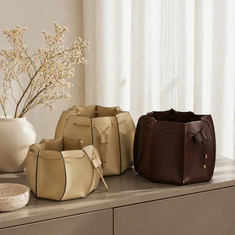 Retro PU Leather Storage Basket & Makeup Organizer Box Storage Organizer Basket Babs