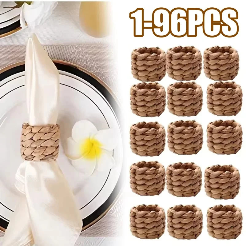 Handwoven Water Hyacinth Napkin Rings – Braided Round Holders Napkin Rings Babs