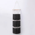 3-Pocket Plaid Hanging Wall Organizer | Door Storage Bag Wall Hanging Organizer Babs black