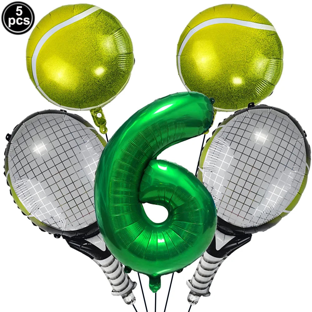 Tennis Party Balloon Kit – 18" Tennis & Racket Foil Balloons Party Balloon Kit Babs Number 6 As picture show