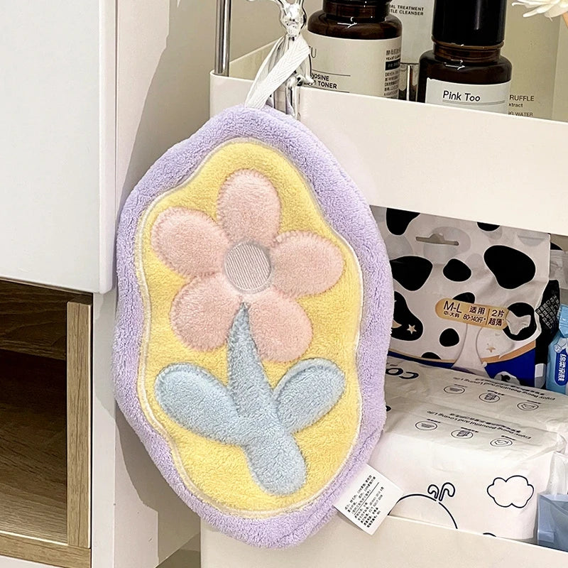 Kawaii Floral Hanging Hand Towel – Quick-Dry Kitchen & Bath Hand Towel Babs